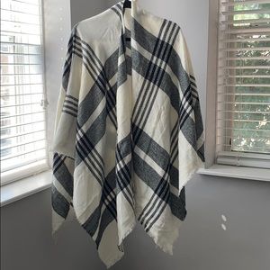 Nordstrom Black and White Plaid Poncho